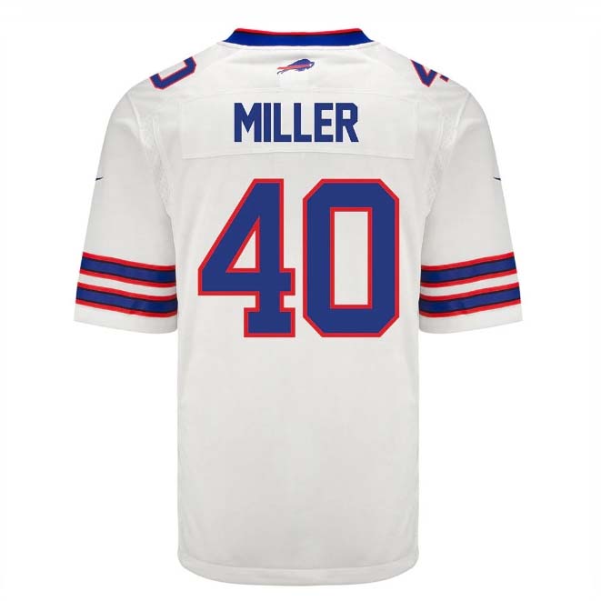 B.Bills #40 Von Miller Game Jersey - White Stitched American Football Jerseys - Main View