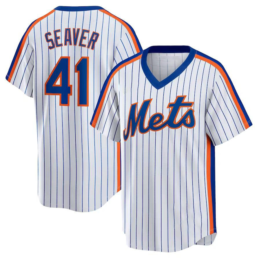New York Mets #41 Tom Seaver White Home Cooperstown Collection Player Jersey Baseball Jerseys - Main View