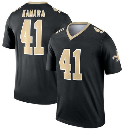 NO.Saints #41 Alvin Kamara Black Legend Jersey Stitched American Football Jersey - Main View