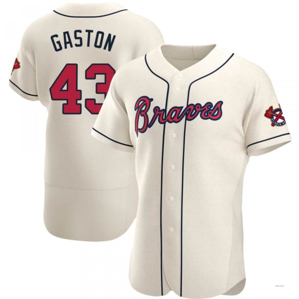 Atlanta Braves #43 Cito Gaston Cream Alternate Jersey Stitches Baseball Jerseys - Main View