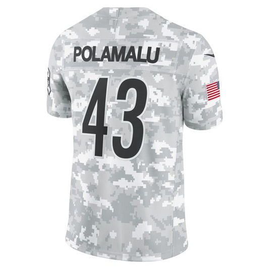 P.Steelers #43 Troy Polamalu Vapor F.U.S.E Limited Salute to Service Stitched American Football Jerseys - Main View
