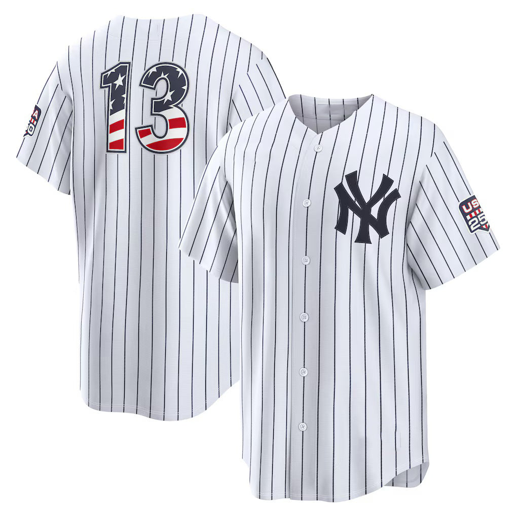 New York Yankees #13 Jazz Chisholm Jr. USA 250 Fourth of July Home Stadium Jersey - White Tailgate Goods - Main View