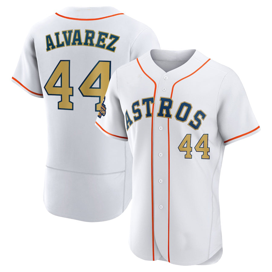 #44 Yordan Alvarez Houston Astros white 2023 gold collection authentic player jersey Stitches Baseball Jerseys - Main View