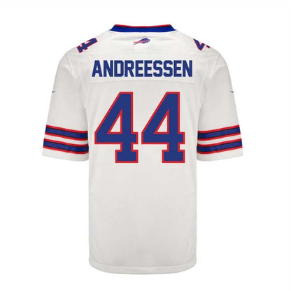 B.Bills #44 Joe Andreessen Game Jersey - White Stitched American Football Jerseys - Main View