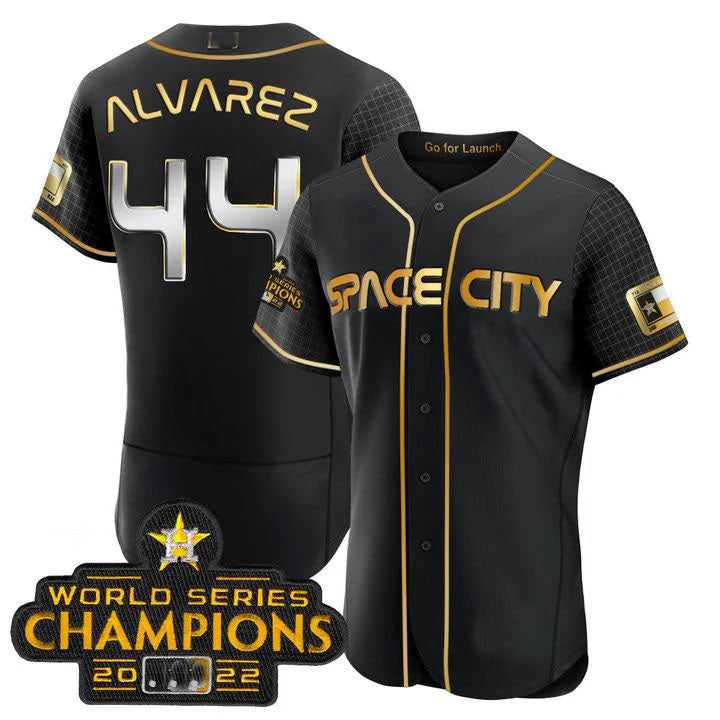 #44 Yordan Alvarez Houston Astros 2023 SPACE CITY CHAMPIONS FLEX JERSEY - black ALL STITCHED Baseball Jerseys