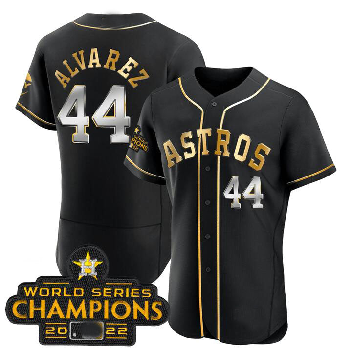 #44 Yordan Alvarez Houston Astros 2023 SPACE CITY CHAMPIONS FLEX JERSEY - black ALL STITCHED Baseball Jerseys
