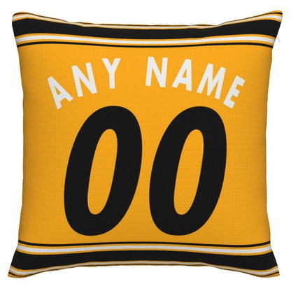 Custom P.Steelers Pillow Decorative Throw Pillow Case - Print Personalized Football Team Fans Name & Number Birthday Gift Football Pillows view 2