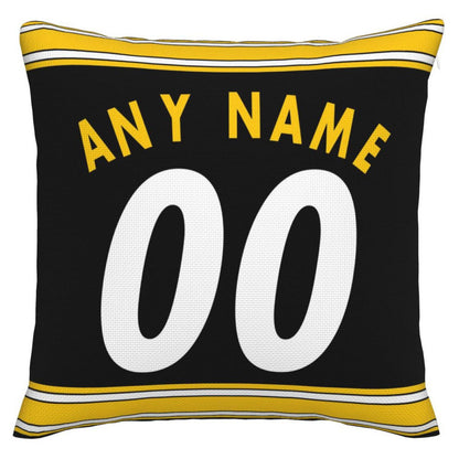 Custom P.Steelers Pillow Decorative Throw Pillow Case - Print Personalized Football Team Fans Name & Number Birthday Gift Football Pillows view 3