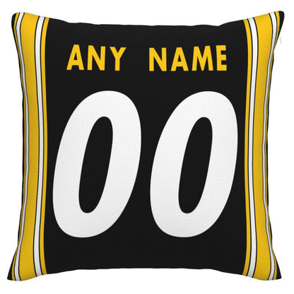 Custom P.Steelers Pillow Decorative Throw Pillow Case - Print Personalized Football Team Fans Name & Number Birthday Gift Football Pillows view 3
