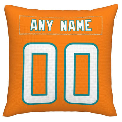 Custom M.Dolphins Pillow Decorative Throw Pillow Case - Print Personalized Football Team Fans Name & Number Birthday Gift Football Pillows view 2
