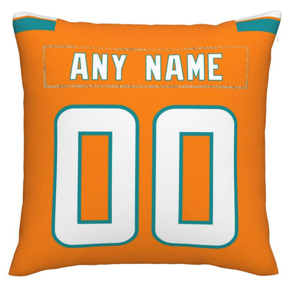 Custom M.Dolphins Pillow Decorative Throw Pillow Case - Print Personalized Football Team Fans Name & Number Birthday Gift Football Pillows - Main View