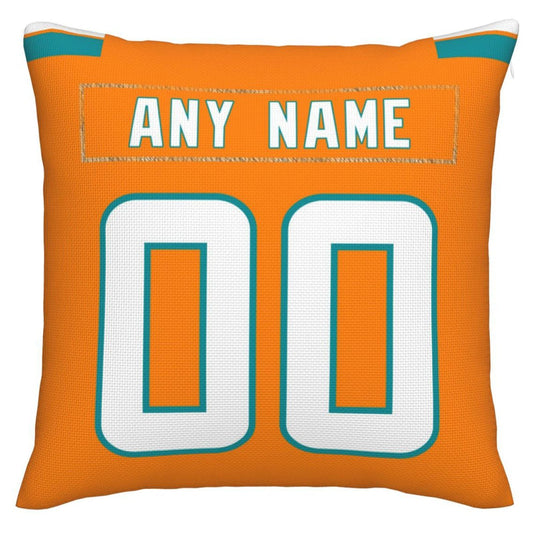 Custom M.Dolphins Pillow Decorative Throw Pillow Case - Print Personalized Football Team Fans Name & Number Birthday Gift Football Pillows - Main View
