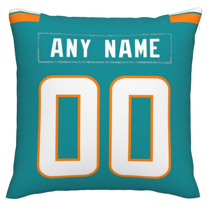 Custom M.Dolphins Pillow Decorative Throw Pillow Case - Print Personalized Football Team Fans Name & Number Birthday Gift Football Pillows view 2