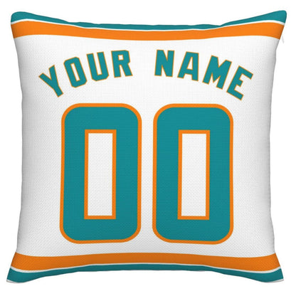 Custom M.Dolphins Pillow Decorative Throw Pillow Case - Print Personalized Football Team Fans Name & Number Birthday Gift Football Pillows view 2