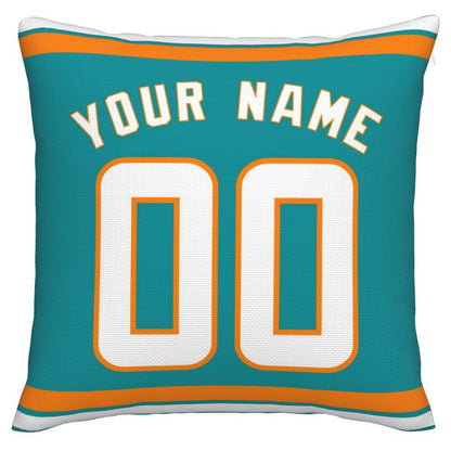 Custom M.Dolphins Pillow Decorative Throw Pillow Case - Print Personalized Football Team Fans Name & Number Birthday Gift Football Pillows view 3