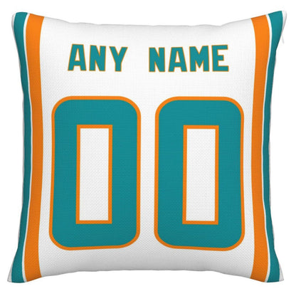 Custom M.Dolphins Pillow Decorative Throw Pillow Case - Print Personalized Football Team Fans Name & Number Birthday Gift Football Pillows view 2