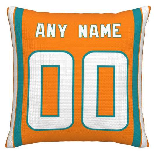 Custom M.Dolphins Pillow Decorative Throw Pillow Case - Print Personalized Football Team Fans Name & Number Birthday Gift Football Pillows - Main View