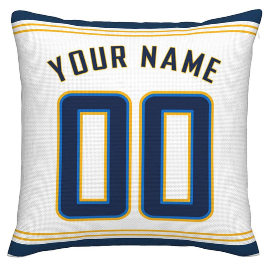 Custom LA.Chargers Pillow Decorative Throw Pillow Case - Print Personalized Football Team Fans Name & Number Birthday Gift Football Pillows - Main View