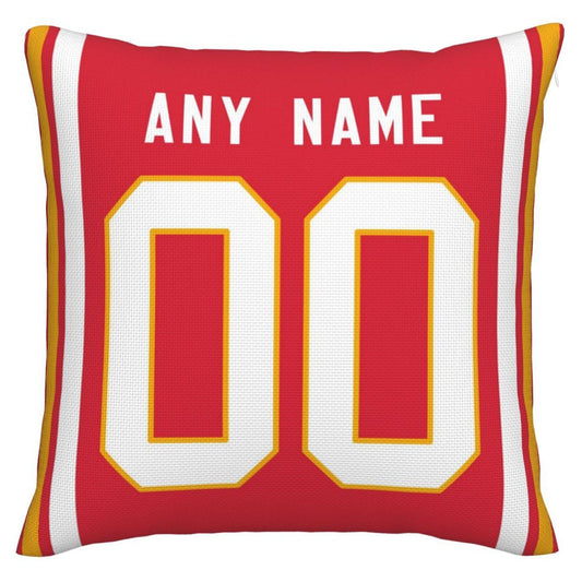 Custom KC.Chiefs Pillow Decorative Throw Pillow Case - Print Personalized Football Team Fans Name & Number Birthday Gift Football Pillows - Main View