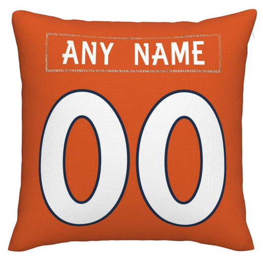 Custom D.Broncos Pillow Decorative Throw Pillow Case - Print Personalized Football Team Fans Name & Number Birthday Gift Football Pillows - Main View