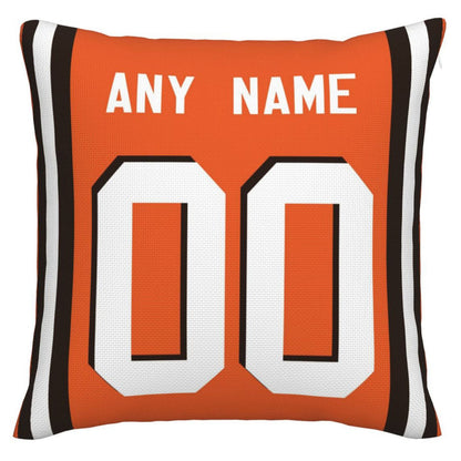 Custom C.Browns Pillow Decorative Throw Pillow Case - Print Personalized Football Team Fans Name & Number Birthday Gift Football Pillows view 2