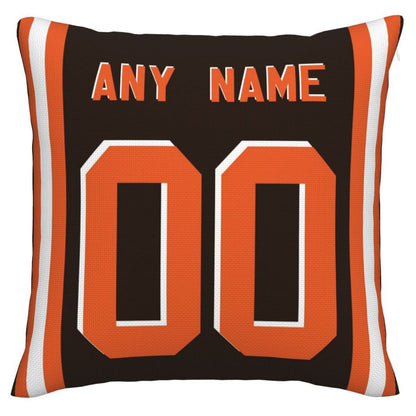 Custom C.Browns Pillow Decorative Throw Pillow Case - Print Personalized Football Team Fans Name & Number Birthday Gift Football Pillows view 3