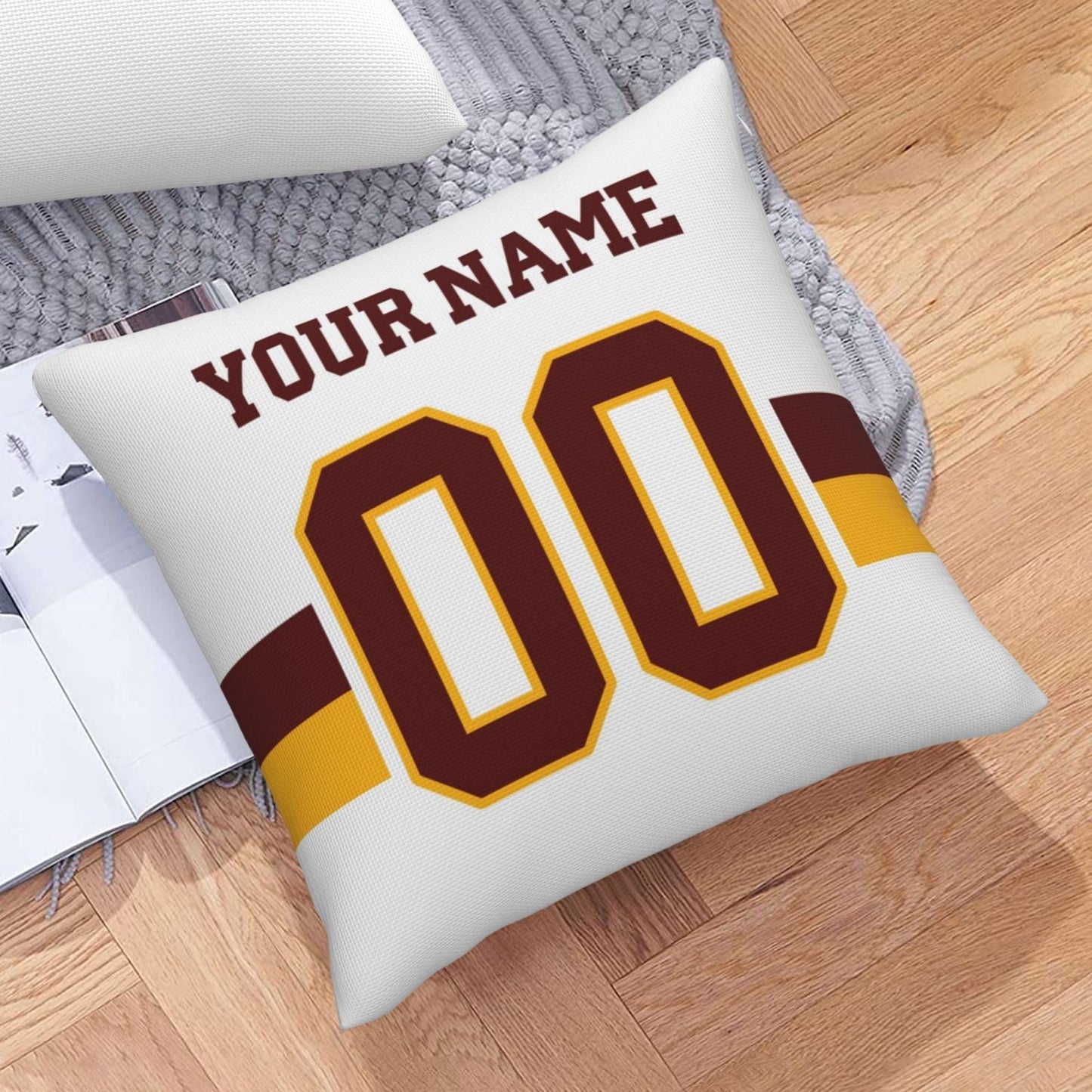 Custom W.Football Team White Decorative Throw Pillow Case - Print Personalized Football Team Fans Name & Number Birthday Gift view 7