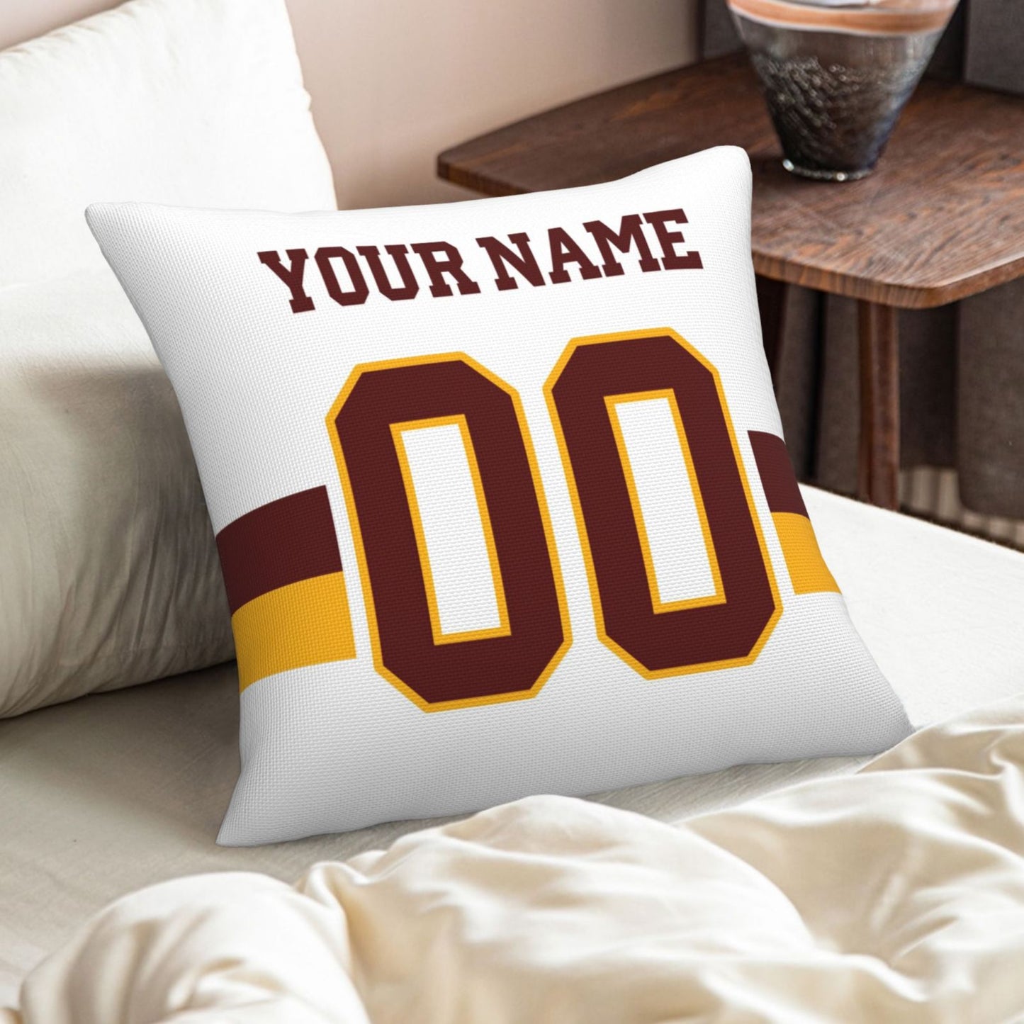 Custom W.Football Team White Decorative Throw Pillow Case - Print Personalized Football Team Fans Name & Number Birthday Gift view 8