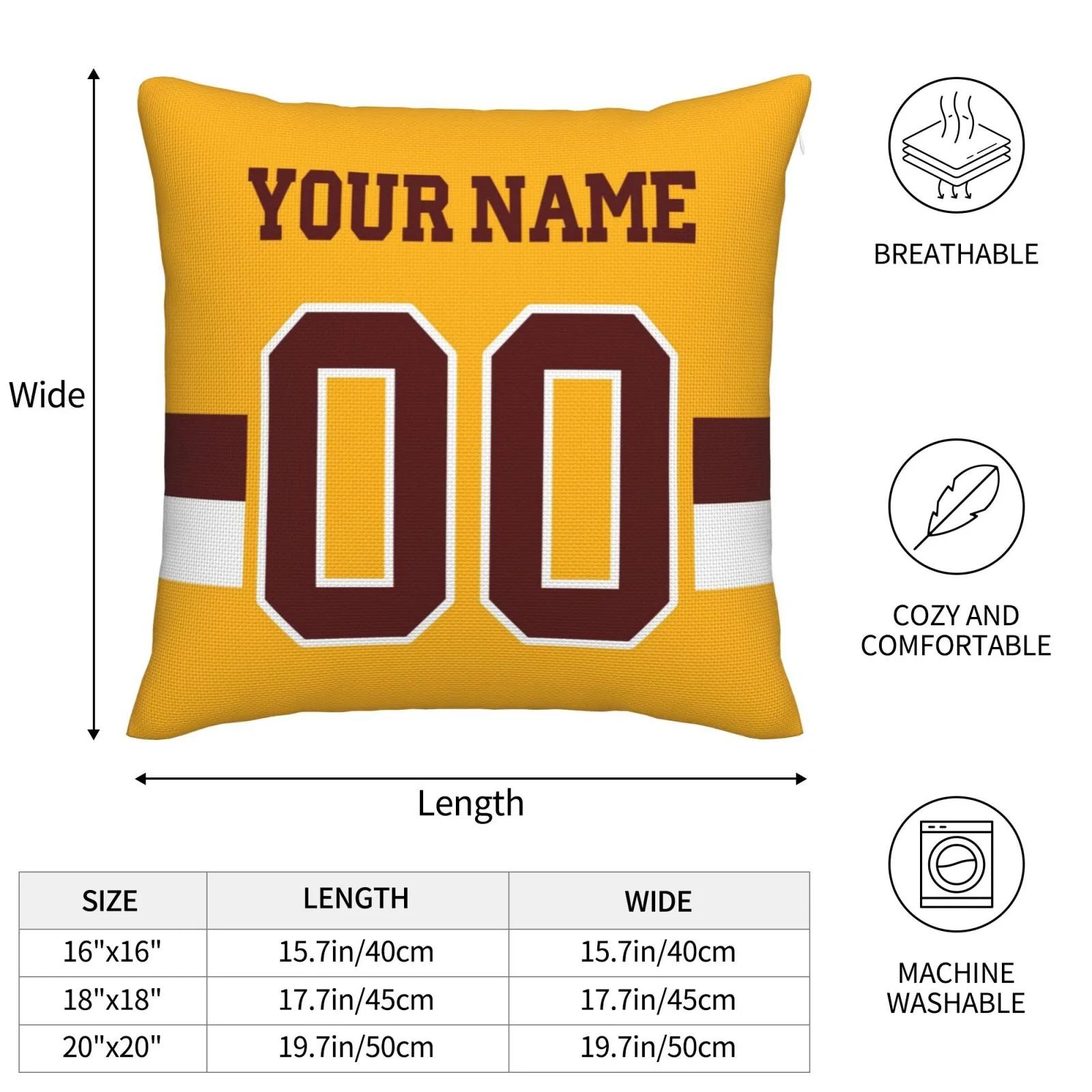 Custom W.Football Team Pillow Decorative Throw Pillow Case - Print Personalized Football Team Fans Name & Number Birthday Gift Football Pillows view 7