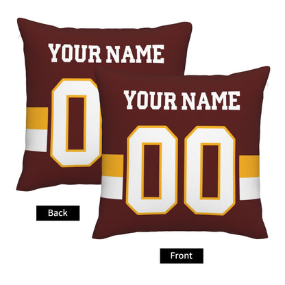 Custom Burgundy W.Commanders Decorative Throw Pillow Case - Print Personalized Football Team Fans Name & Number Birthday Gift view 3