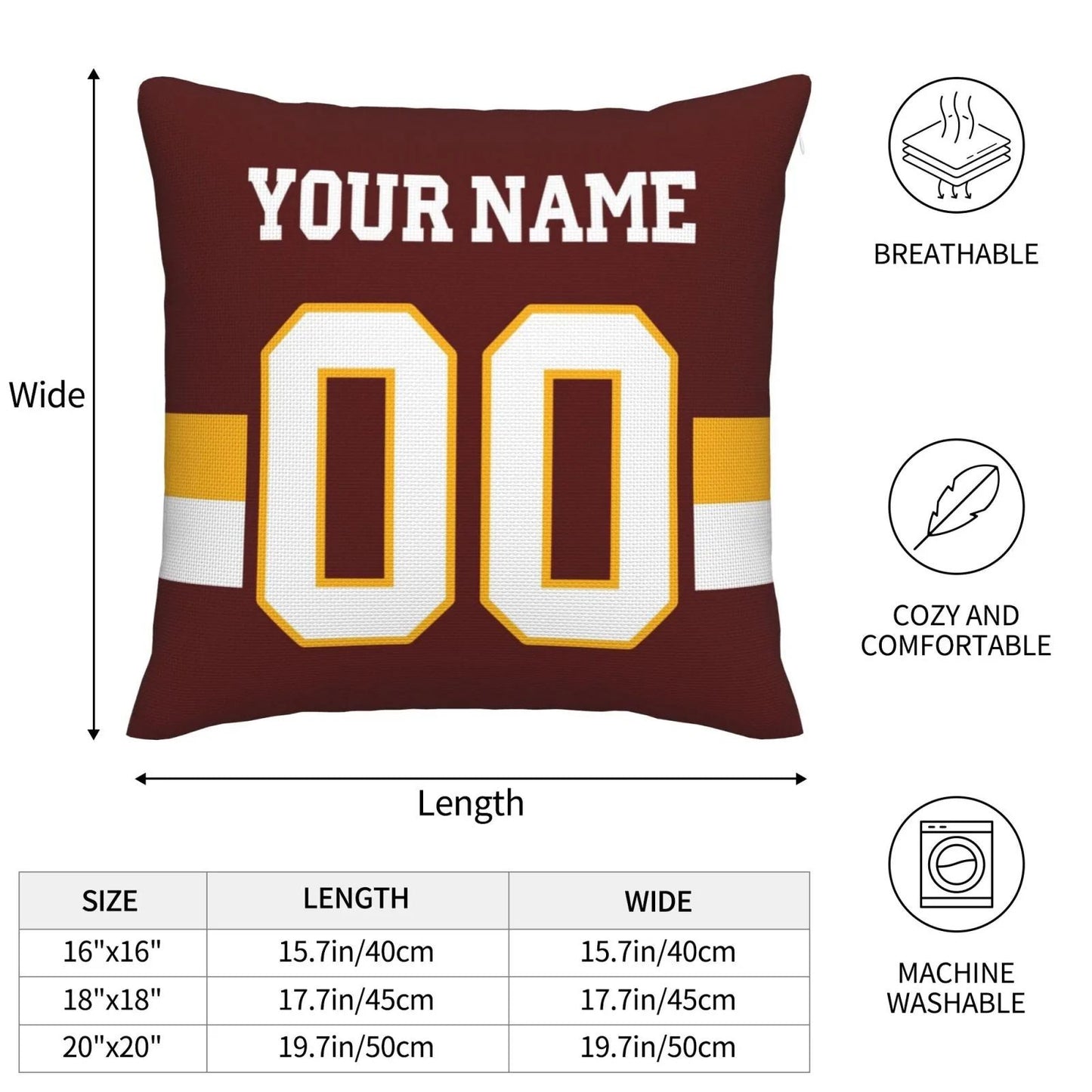 Custom W.Football Team Pillow Decorative Throw Pillow Case - Print Personalized Football Team Fans Name & Number Birthday Gift Football Pillows view 9
