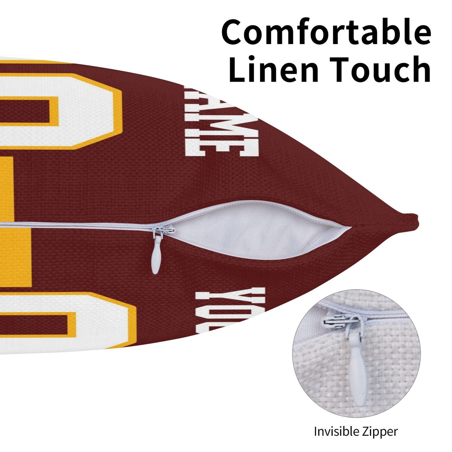 Custom Burgundy W.Commanders Decorative Throw Pillow Case - Print Personalized Football Team Fans Name & Number Birthday Gift view 5