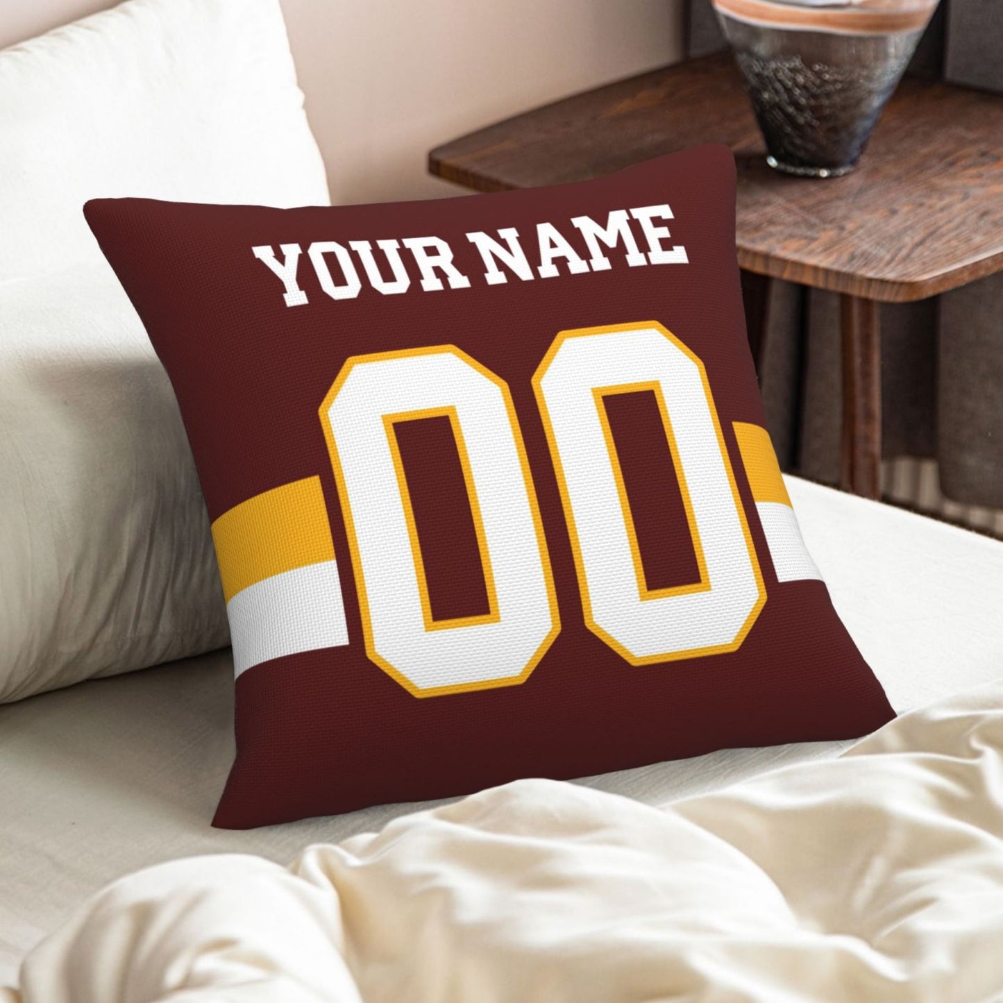 Custom Burgundy W.Commanders Decorative Throw Pillow Case - Print Personalized Football Team Fans Name & Number Birthday Gift view 8