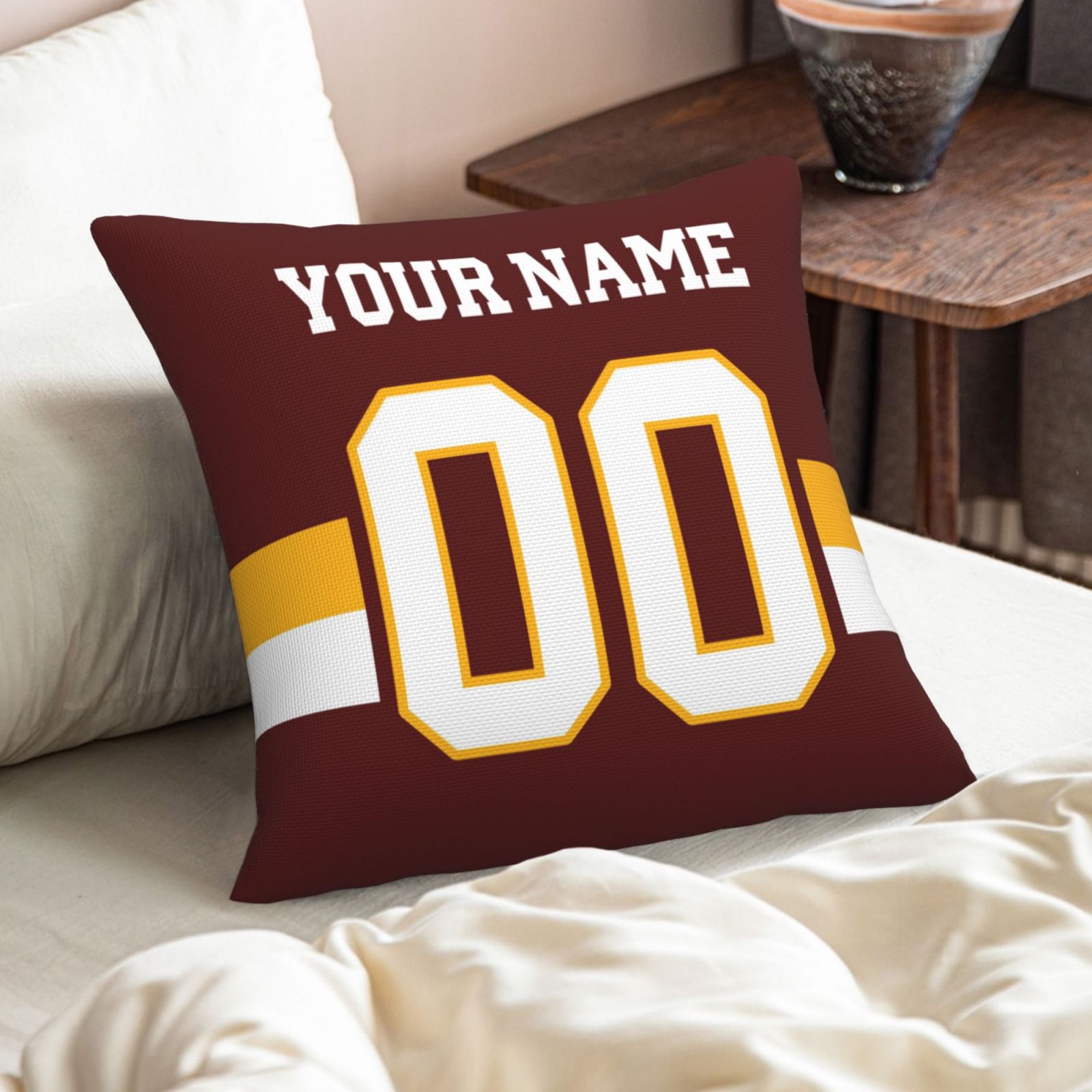 Custom Burgundy W.Commanders Decorative Throw Pillow Case - Print Personalized Football Team Fans Name & Number Birthday Gift view 8