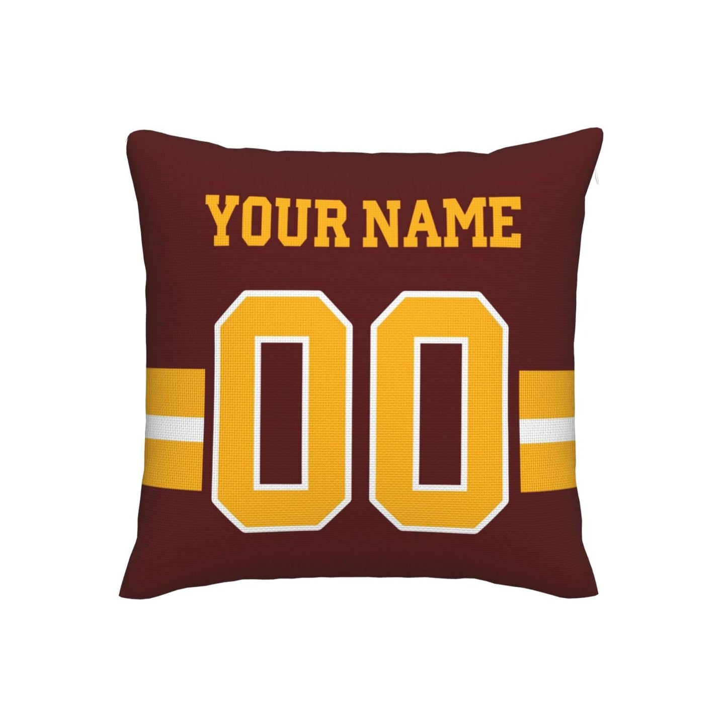 Custom Burgundy Gold W.Commanders Decorative Throw Pillow Case - Print Personalized Football Team Fans Name & Number Birthday Gift - Main View