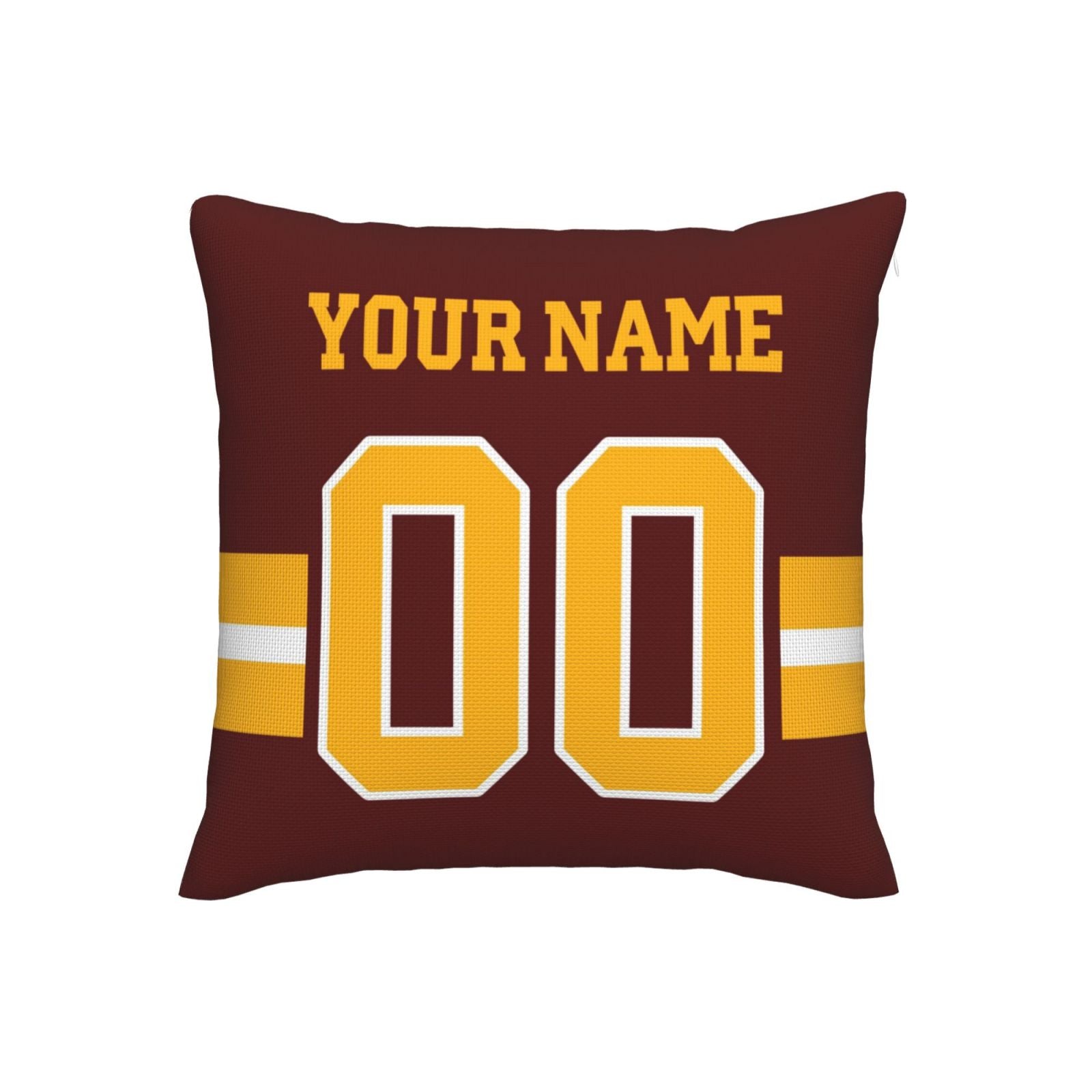 Custom Burgundy Gold W.Commanders Decorative Throw Pillow Case - Print Personalized Football Team Fans Name & Number Birthday Gift - Main View