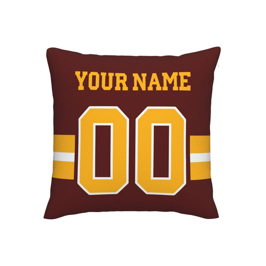 Custom Burgundy Gold W.Commanders Decorative Throw Pillow Case - Print Personalized Football Team Fans Name & Number Birthday Gift - Main View