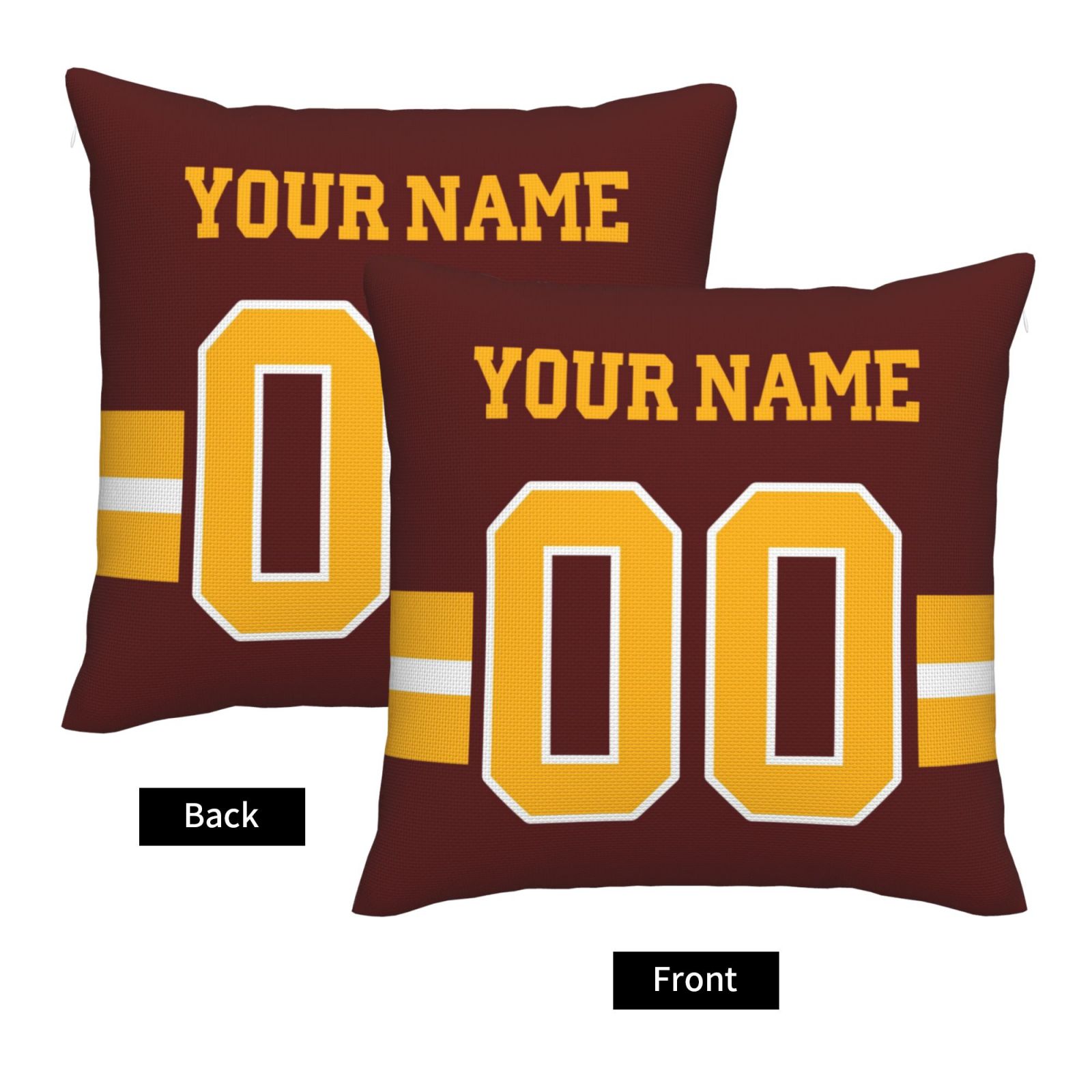 Custom Burgundy Gold W.Commanders Decorative Throw Pillow Case - Print Personalized Football Team Fans Name & Number Birthday Gift view 3