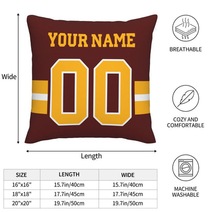 Custom Burgundy Gold W.Commanders Decorative Throw Pillow Case - Print Personalized Football Team Fans Name & Number Birthday Gift view 4