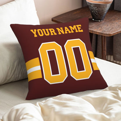 Custom Burgundy Gold W.Commanders Decorative Throw Pillow Case - Print Personalized Football Team Fans Name & Number Birthday Gift view 8