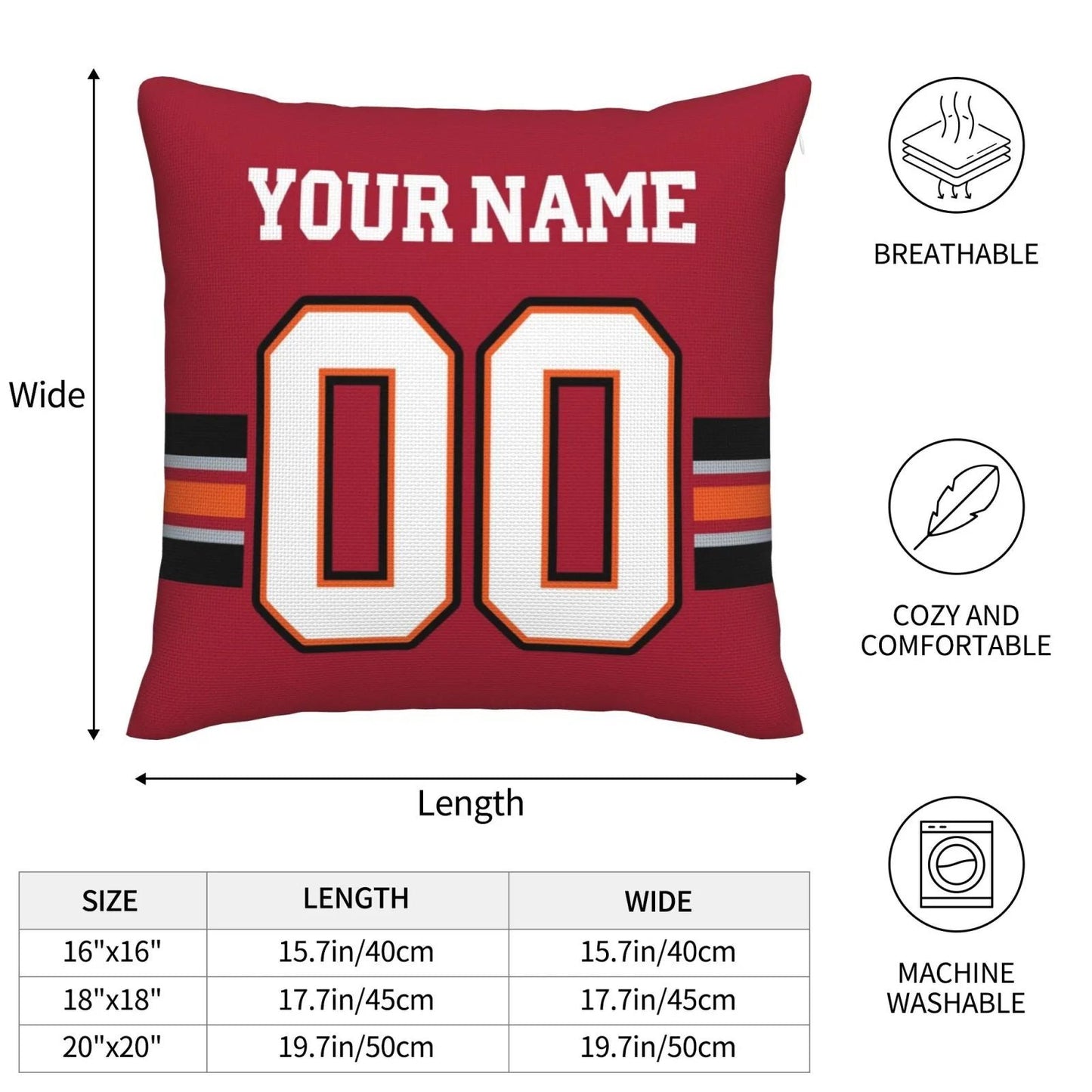 Custom TB.Buccaneers Pillow Decorative Throw Pillow Case - Print Personalized Football Team Fans Name & Number Birthday Gift Football Pillows view 6