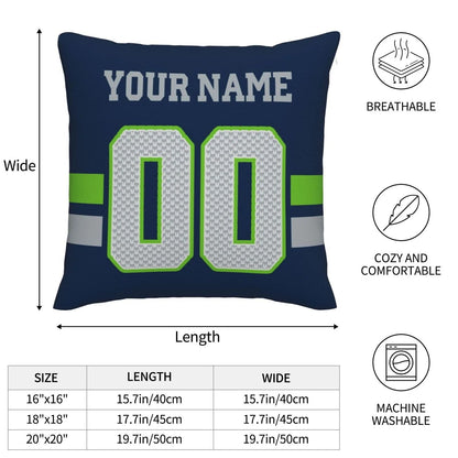 Custom S.Seahawks Pillow Decorative Throw Pillow Case - Print Personalized Football Team Fans Name & Number Birthday Gift Football Pillows view 7
