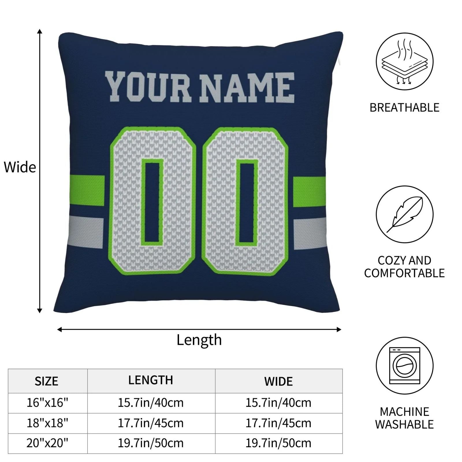 Custom S.Seahawks Pillow Decorative Throw Pillow Case - Print Personalized Football Team Fans Name & Number Birthday Gift Football Pillows view 7
