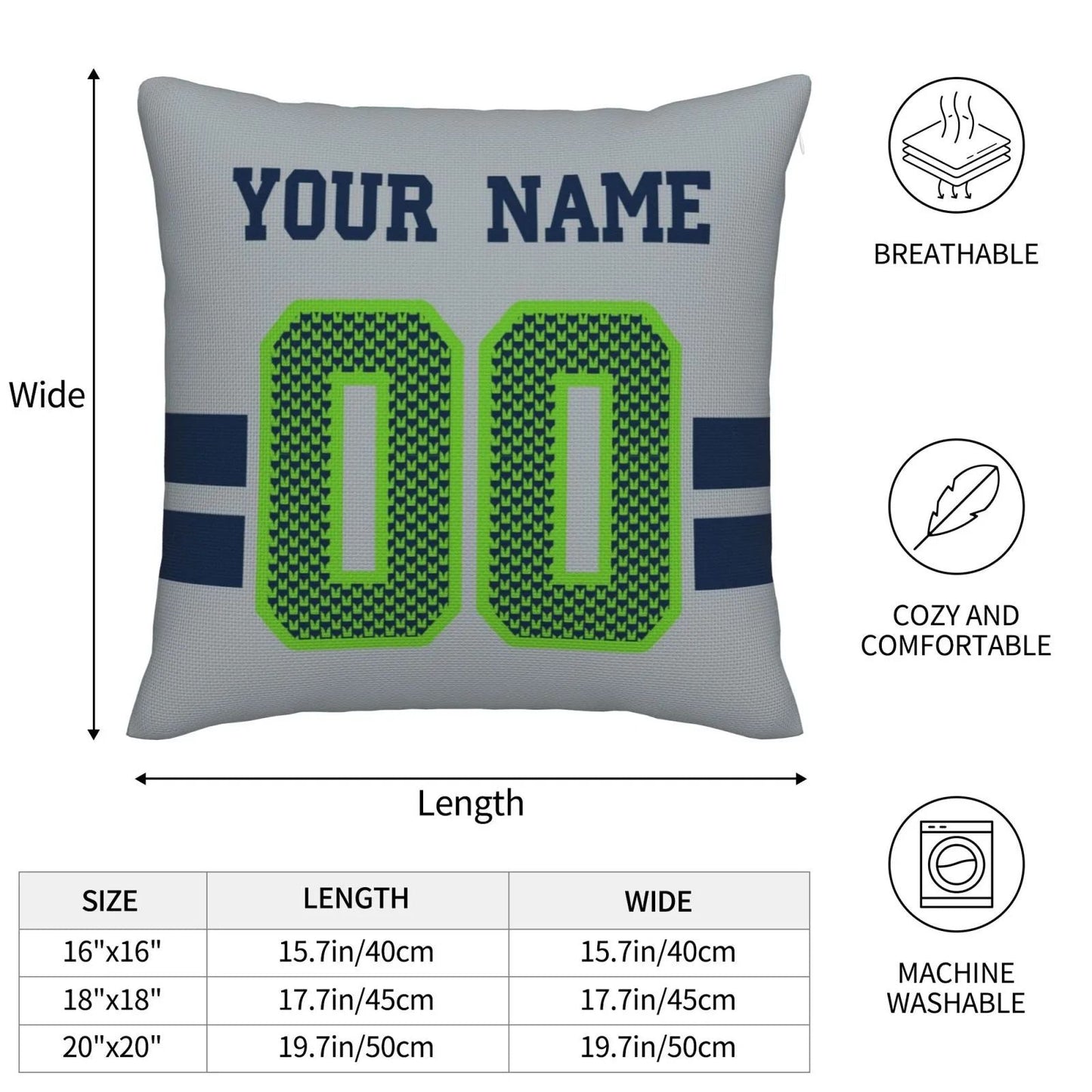 Custom S.Seahawks Pillow Decorative Throw Pillow Case - Print Personalized Football Team Fans Name & Number Birthday Gift Football Pillows view 9