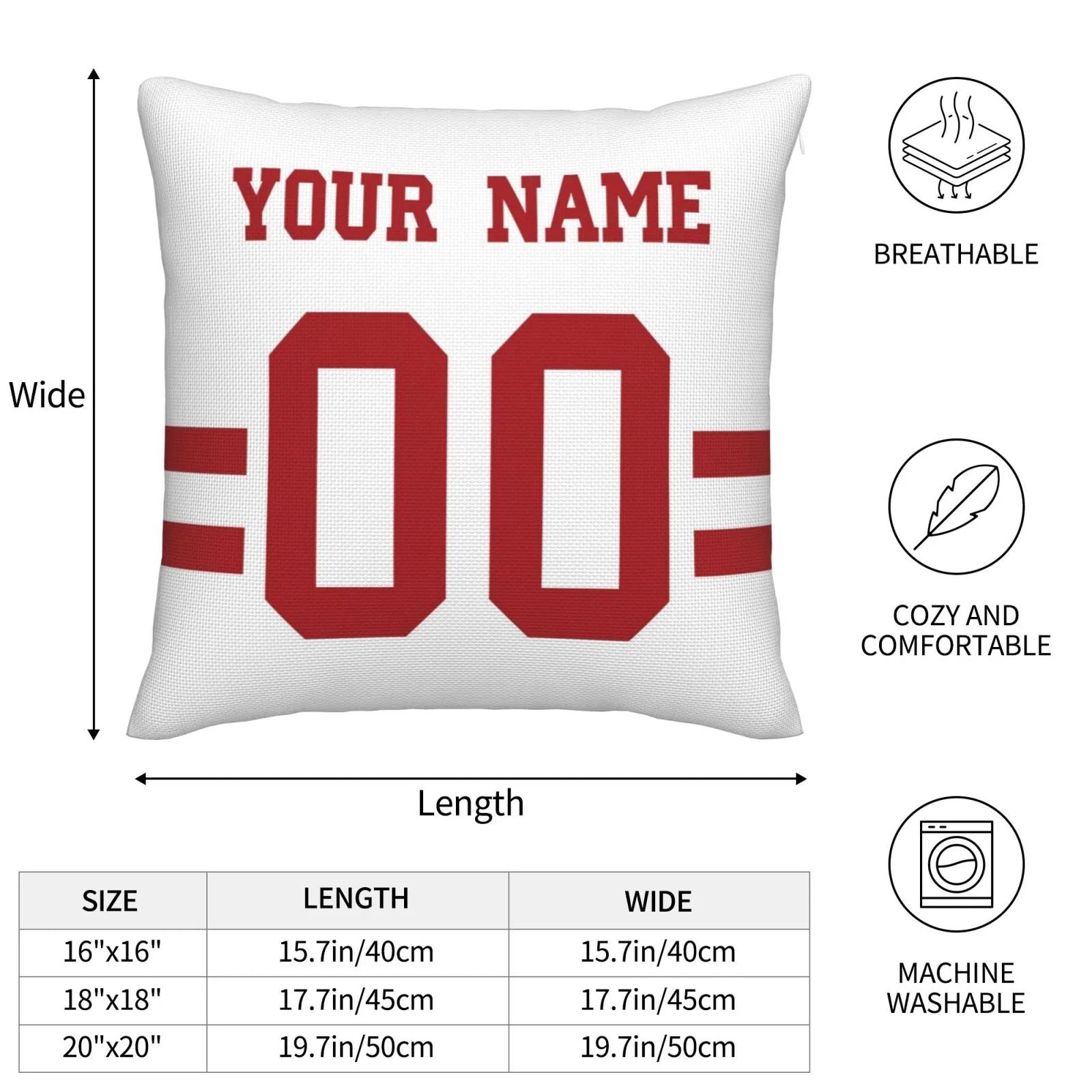 Custom SF.49ers Pillow Decorative Throw Pillow Case - Print Personalized Football Team Fans Name & Number Birthday Gift Football Pillows view 3