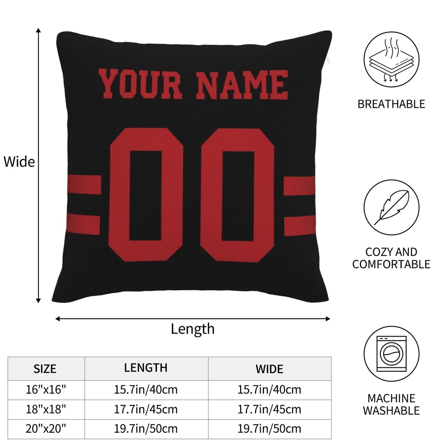 Custom SF.49ers Pillow Decorative Throw Pillow Case - Print Personalized Football Team Fans Name & Number Birthday Gift Football Pillows view 8