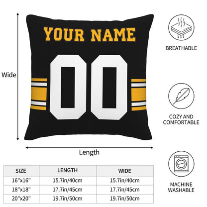 Custom P.Steelers Pillow Decorative Throw Pillow Case - Print Personalized Football Team Fans Name & Number Birthday Gift Football Pillows view 4