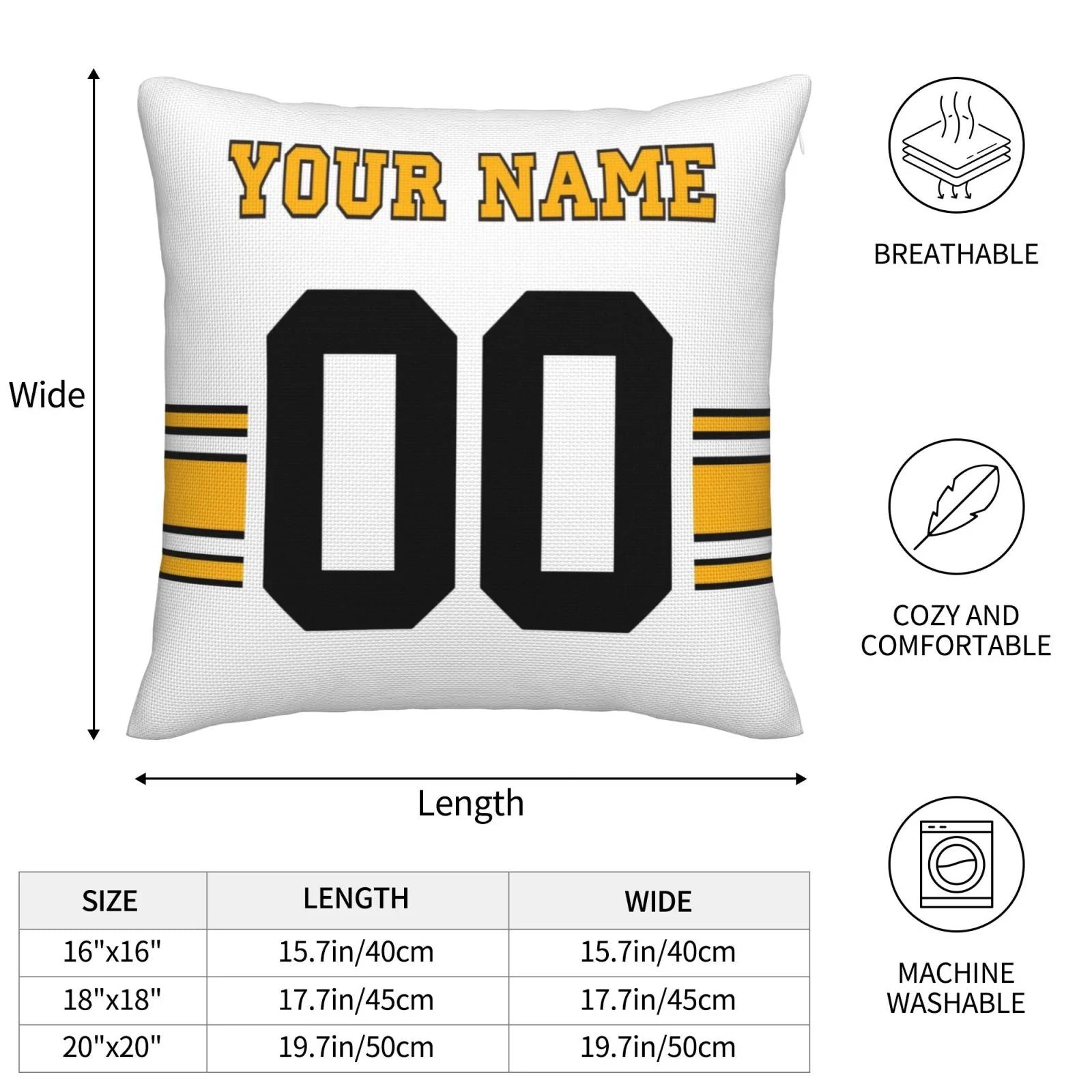 Custom P.Steelers Pillow Decorative Throw Pillow Case - Print Personalized Football Team Fans Name & Number Birthday Gift Football Pillows view 6