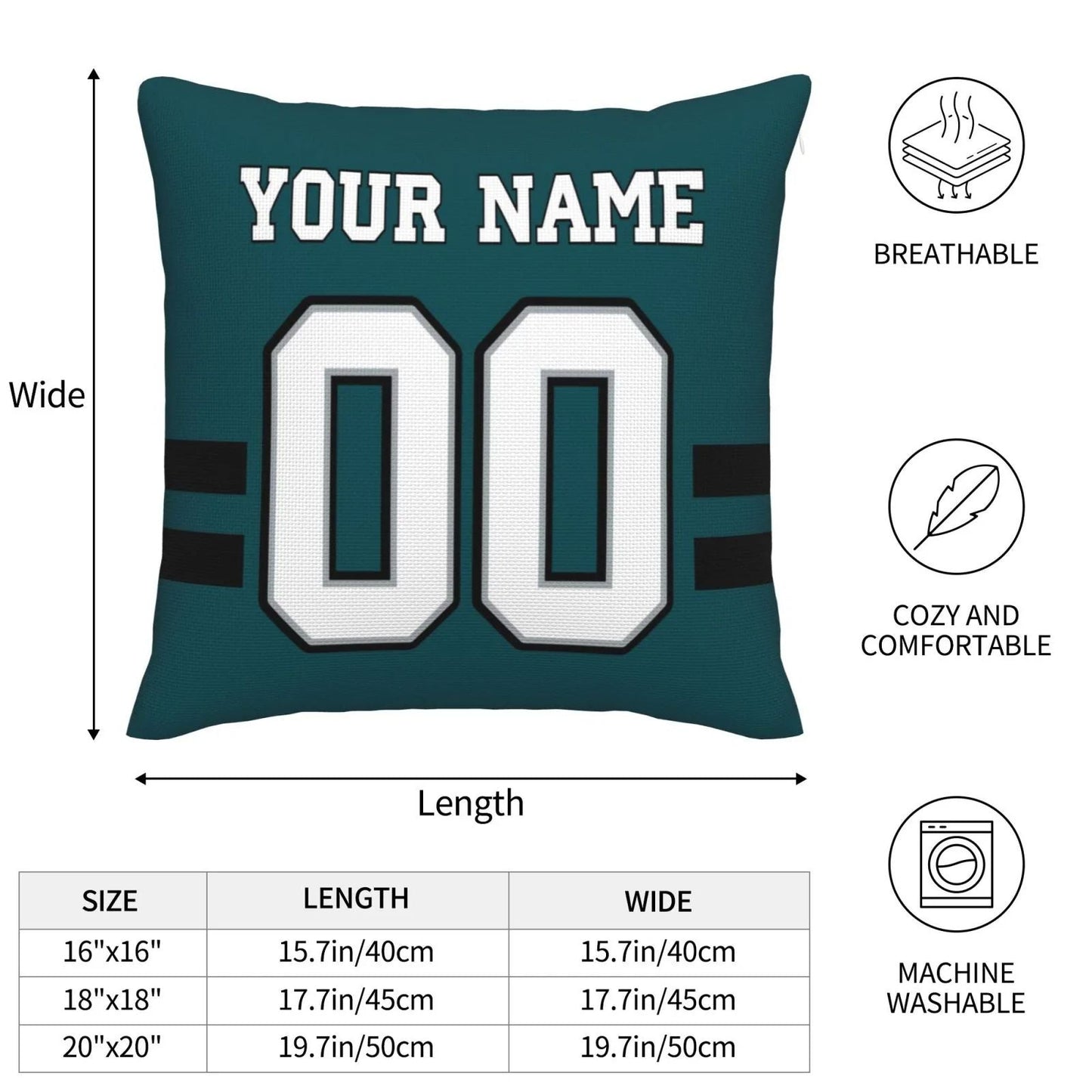 Custom P.Eagles Pillow Decorative Throw Pillow Case - Print Personalized Football Team Fans Name & Number Birthday Gift Football Pillows view 6