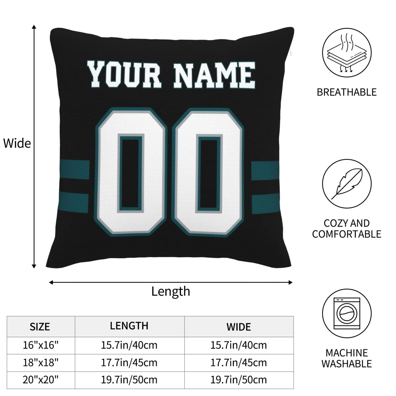 Custom P.Eagles Pillow Decorative Throw Pillow Case - Print Personalized Football Team Fans Name & Number Birthday Gift Football Pillows view 8